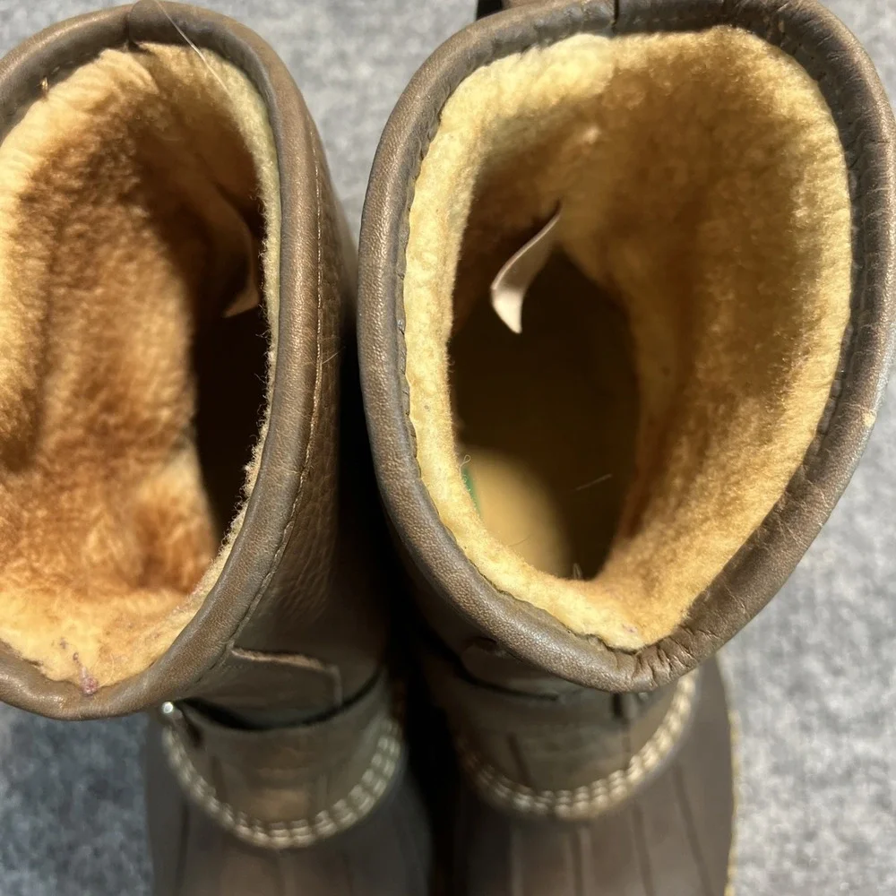 L.L. Bean Men's Shearling-Lined Lounger Boots Brown Leather Size 8 M (G M Sole)